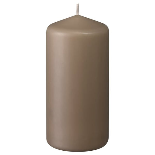 DAGLIGEN unscented pillar candle, dark grey-beige, 14 cm