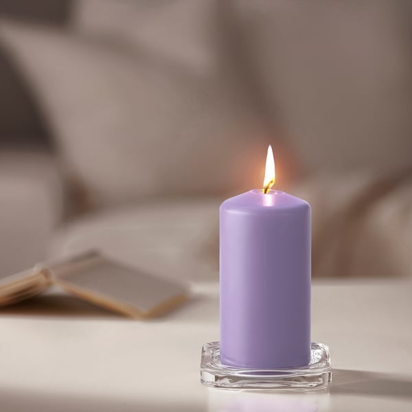DAGLIGEN unscented pillar candle, lilac, 6.8 cm