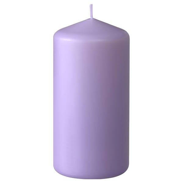 DAGLIGEN - Unscented pillar candle, lilac, 14 cm