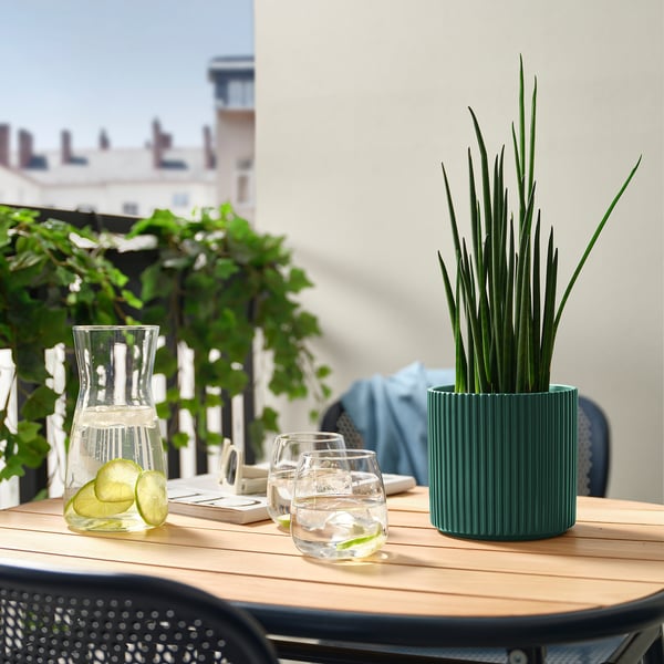 DAKSJUS plant pot, dark green, 12 cm