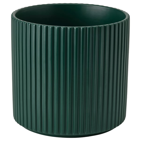 DAKSJUS plant pot, dark green, 12 cm