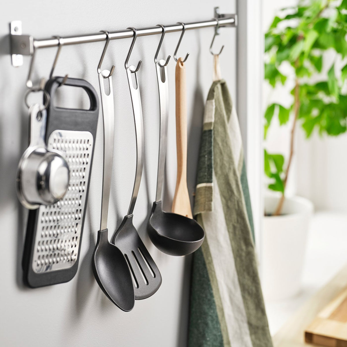 DALAFÅR 3-piece kitchen utensil set, stainless steel/black-grey