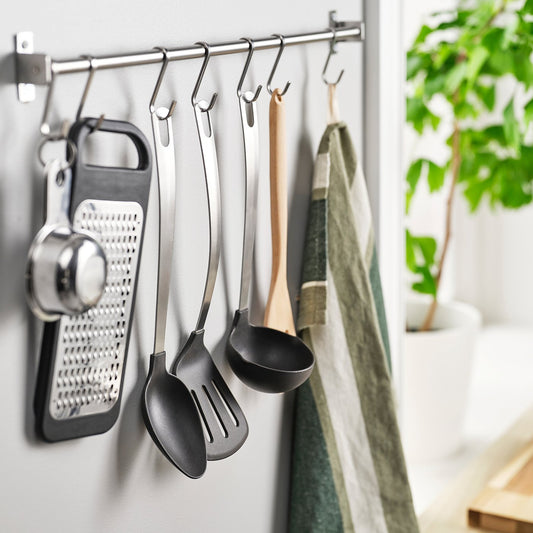 DALAFÅR 3-piece kitchen utensil set, stainless steel/black-grey