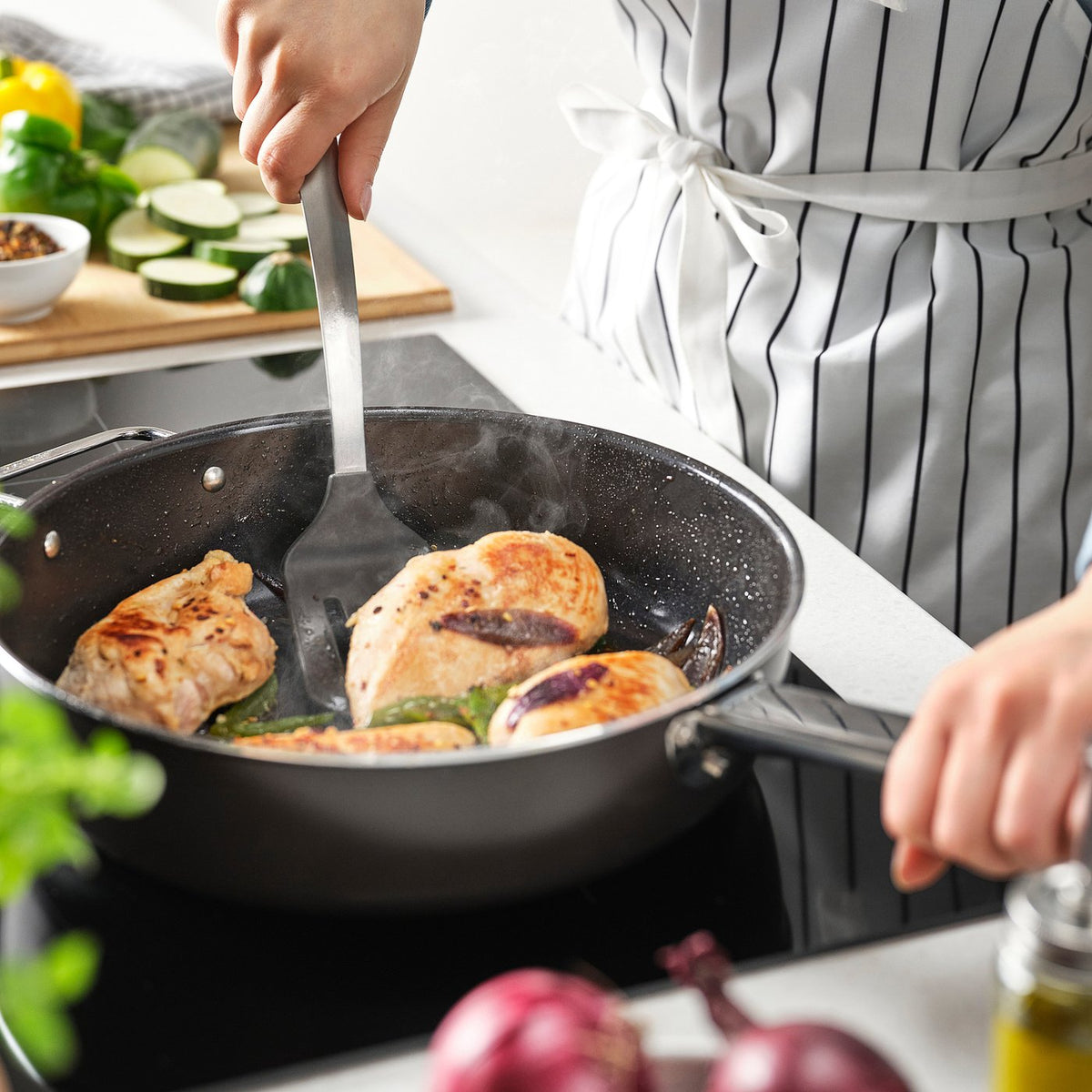 DALAFÅR 3-piece kitchen utensil set, stainless steel/black-grey
