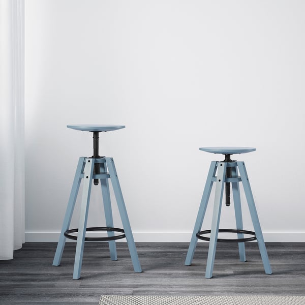 DALFRED - Bar Stool, grey-blue,63-74 cm
