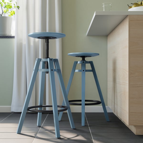 DALFRED - Bar Stool, grey-blue,63-74 cm