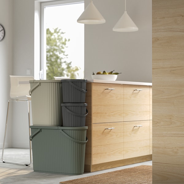 DAMMÄNG - Bin with lid, dark grey, 8 l