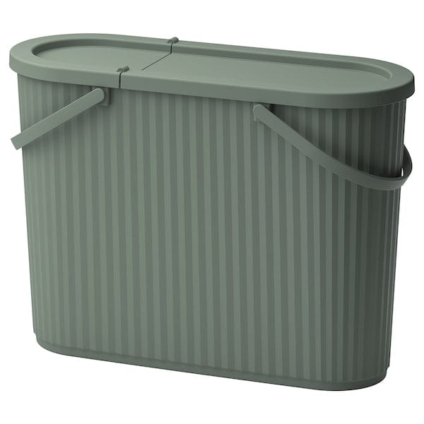 Ikea DAMMÄNG - Bin with lid, grey-green, 48 l