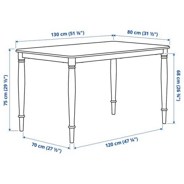 DANDERYD / BERGMUND - Table and 4 chairs, white/gunnared smoke grey, , 130 cm