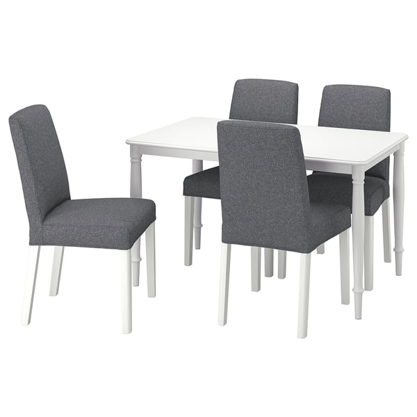 DANDERYD / BERGMUND table and 4 chairs, white/Gunnared medium grey, 130 cm