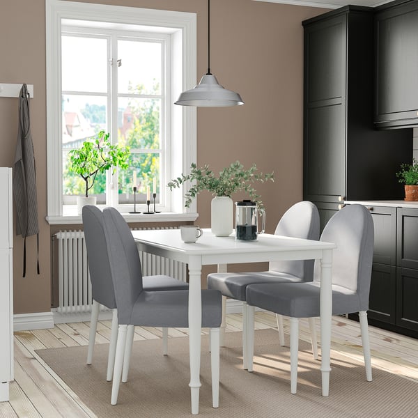 DANDERYD / DANDERYD table and 4 chairs, white/Vissle grey, 130 cm