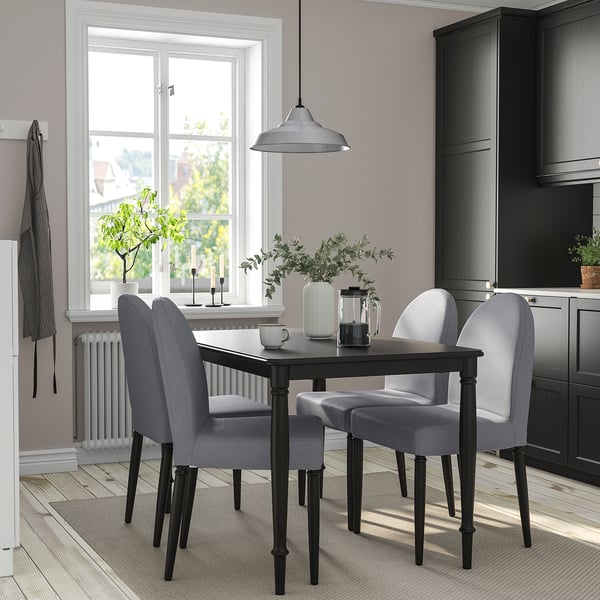 DANDERYD / DANDERYD table and 4 chairs, black/Vissle grey, 130 cm