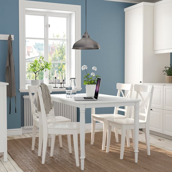 DANDERYD / INGOLF - DANDERYD / INGOLF Table and 4 chairs, white/white, 130 cm