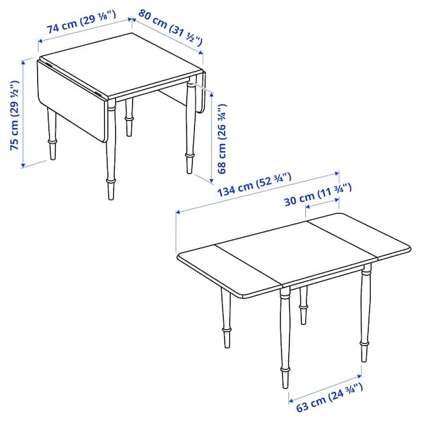 Ikea DANDERYD / SKOGSTA - Table and 2 chairs, oak veneer white/acacia, 74x134/80 cm