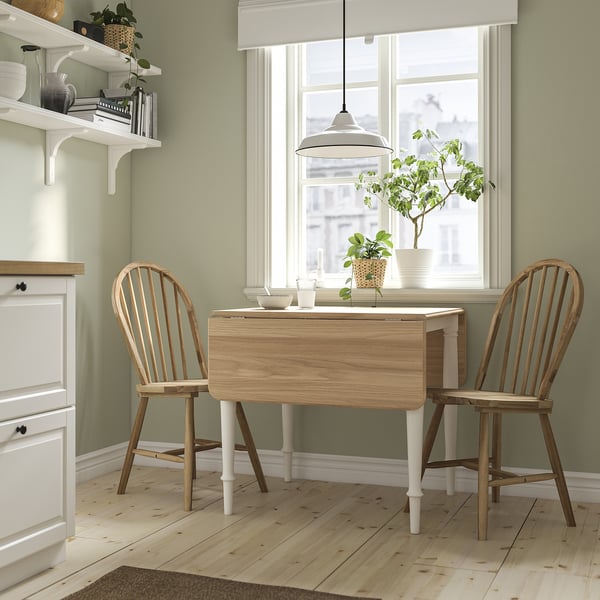 DANDERYD / SKOGSTA table and 2 chairs, oak veneer white/acacia, 74x134/80 cm