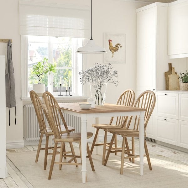 Ikea DANDERYD / SKOGSTA - Table and 4 chairs, oak veneer white/acacia, 130 cm