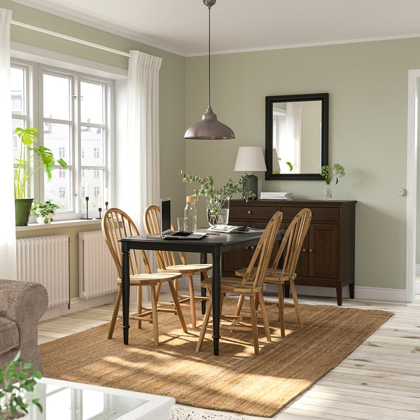 DANDERYD / SKOGSTA table and 4 chairs, black/acacia, 130 cm