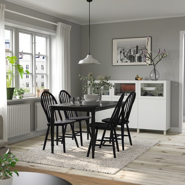DANDERYD / SKOGSTA table and 4 chairs, black/black, 130 cm