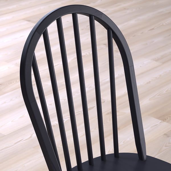 DANDERYD / SKOGSTA table and 6 chairs, pine veneer black/black, 180 cm