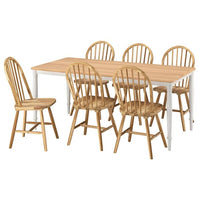 DANDERYD / SKOGSTA table and 6 chairs, oak veneer white/acacia, 180 cm