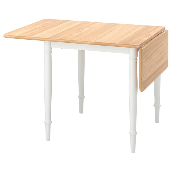 DANDERYD drop-leaf table, oak veneer/white, 74/134x80 cm