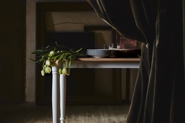 DANDERYD - DANDERYD Dining table, oak veneer/white, 130x80 cm