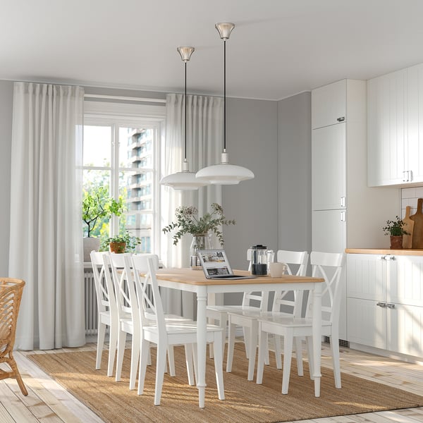 DANDERYD dining table, oak veneer/white, 180x90 cm