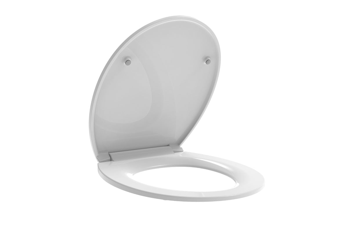 Universal toilet seat with soft-close and easy-clean hinges