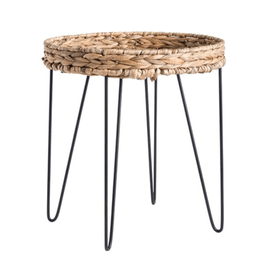 Casa AKELA Coffee table black, natural, H 44 cm - Ø 40 cm