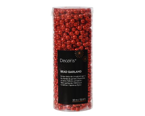 RED PLASTIC PEARL GARLAND 1 M