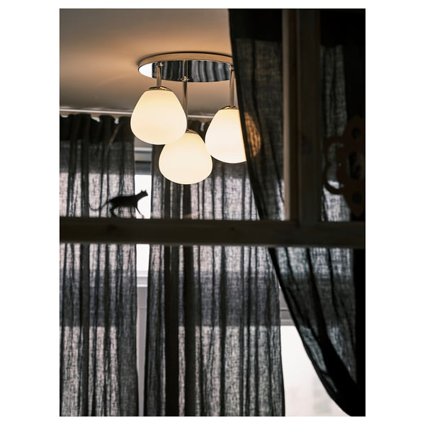 DEJSA ceiling lamp with 3 lamps, chrome-plated/opal white glass, 44 cm