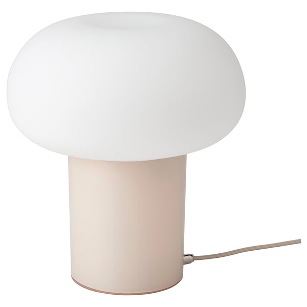 DEJSA table lamp, beige/opal white glass, 28 cm