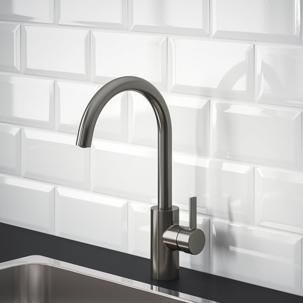 DELSJÖN kitchen mixer tap, pewter effect