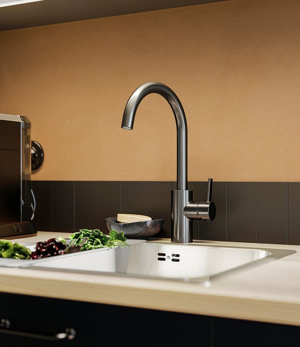 DELSJÖN kitchen mixer tap, pewter effect