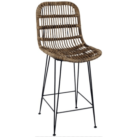 Casa SUMATRA Bar chair black, natural, H 106 x W 44 x D 58 cm