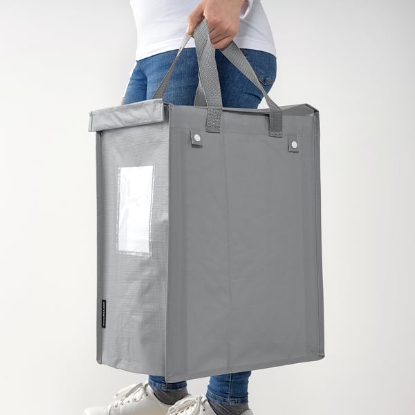 DIMPA waste sorting bag, white/dark grey/light grey, 22x35x45 cm/35 l, 3 pack