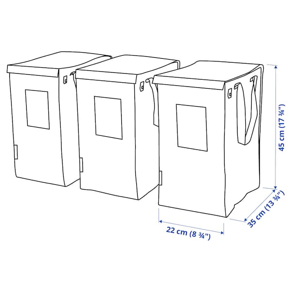 Ikea DIMPA - Waste sorting bag, white/dark grey/light grey, 22x35x45 cm/35 l