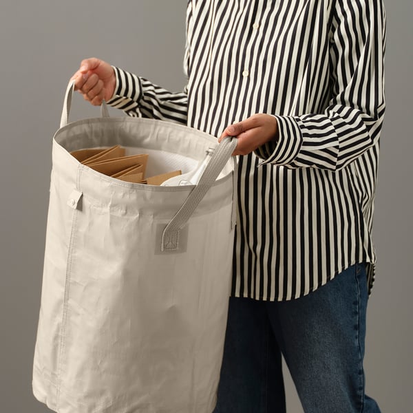 DIMPA - DIMPA Sorting bag with lid, light grey-beige, 50 l