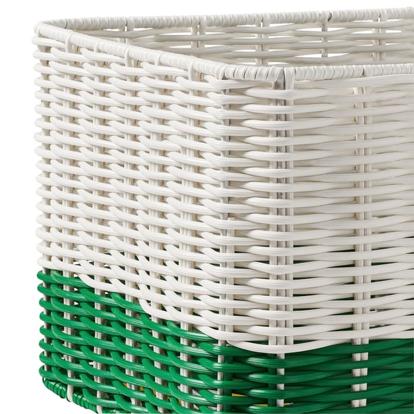 DJURTRÄNARE basket, white/green, 25x35x19 cm