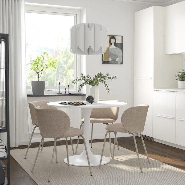 Ikea DOCKSTA / KRYLBO - Table and 4 chairs, white white/Tonerud dark beige,103 cm
