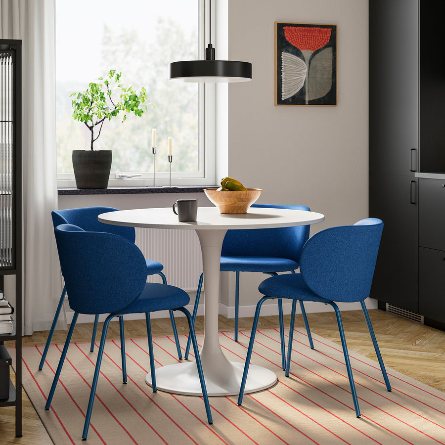 DOCKSTA / KRYLBO table and 4 chairs, white/blue, 103 cm