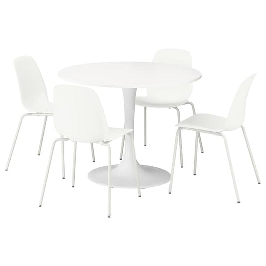 DOCKSTA / LIDÅS - Table and 4 chairs, white white/white white, 103 cm