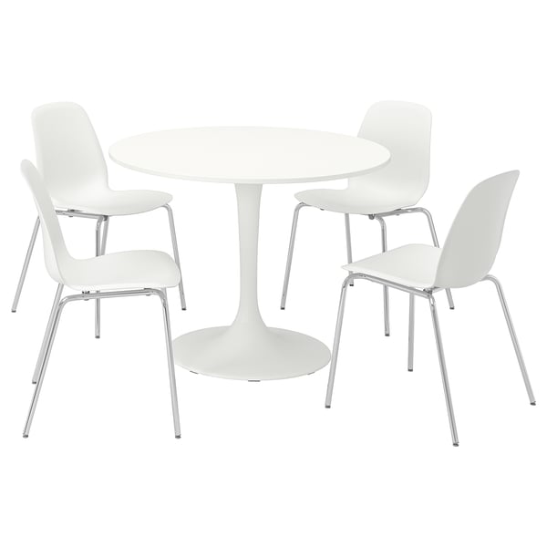 DOCKSTA / LIDÅS - DOCKSTA / LIDÅS Table and 4 chairs, white white/white chrome-plated, 103 cm
