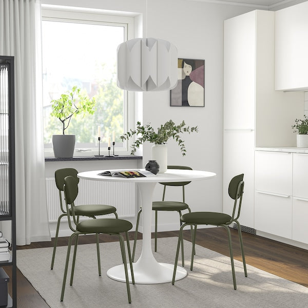 DOCKSTA / ÖSTANÖ - Table and 4 chairs, white white/Remmarn green,103 cm