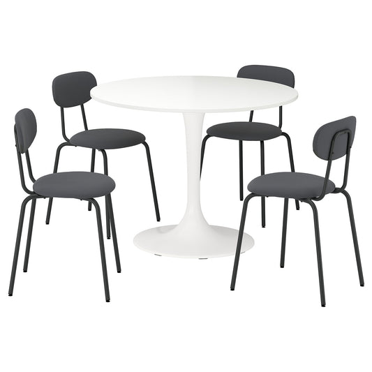 DOCKSTA / SANDSBERG table and 4 chairs, white/Remmarn anthracite, 103 cm