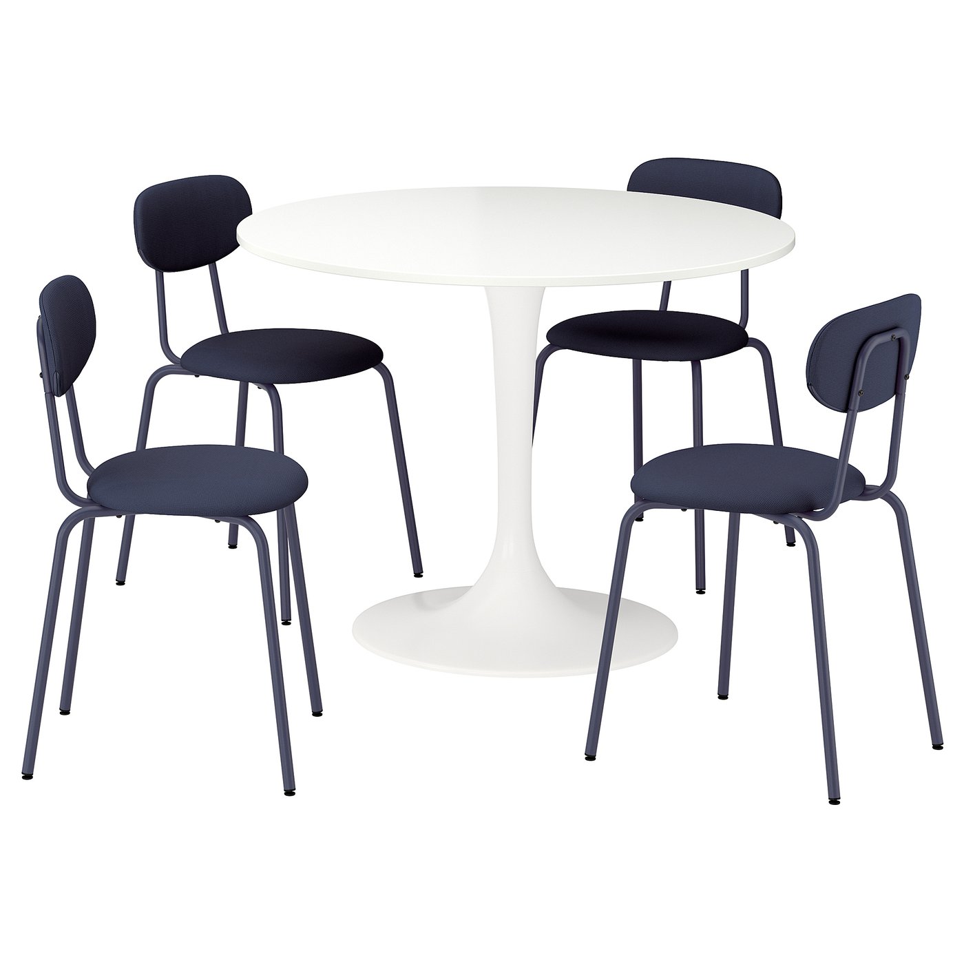 DOCKSTA / SANDSBERG table and 4 chairs, white/Remmarn dark blue, 103 cm