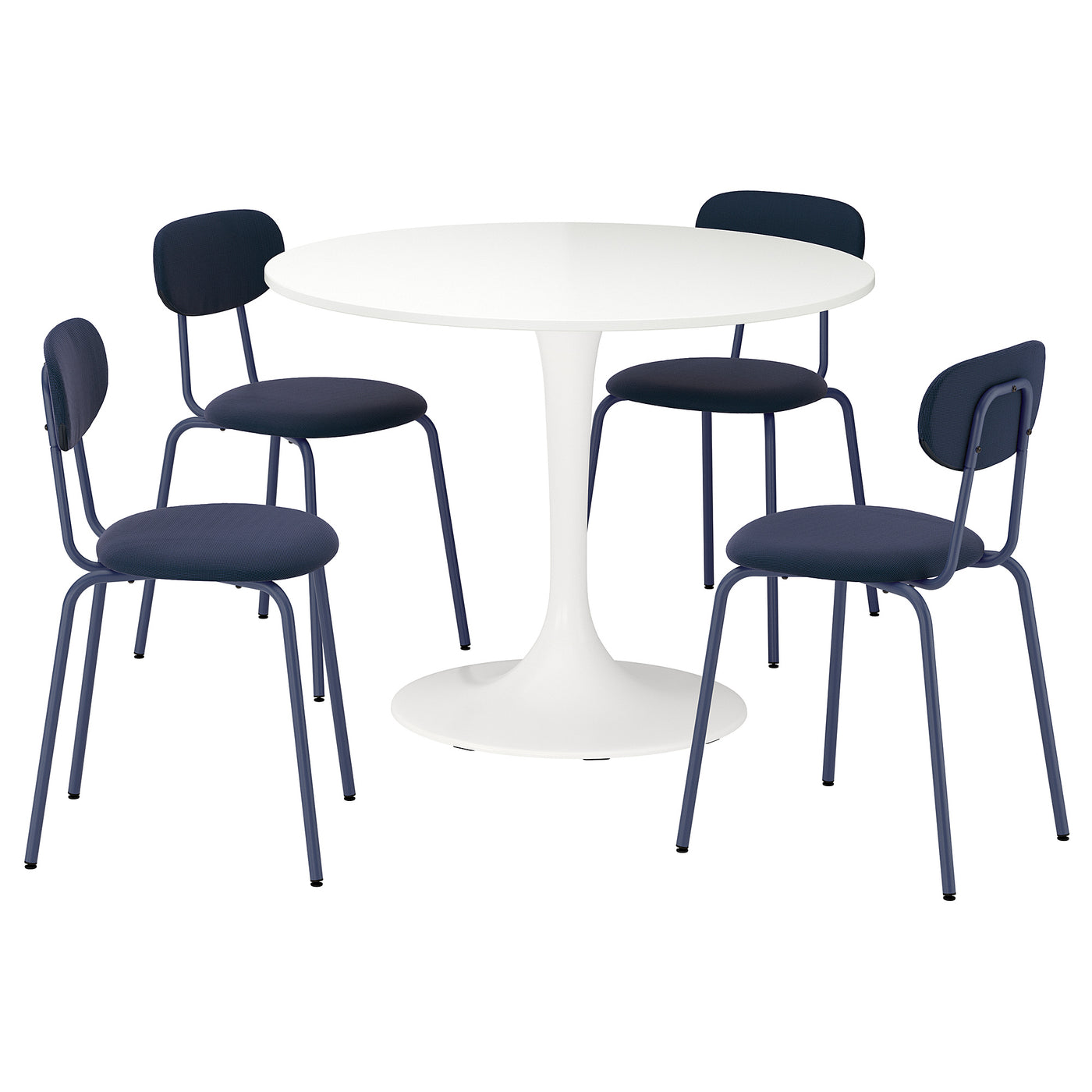 DOCKSTA / SANDSBERG table and 4 chairs, white/Remmarn dark blue, 103 cm