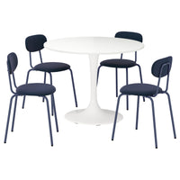 DOCKSTA / SANDSBERG table and 4 chairs, white/Remmarn dark blue, 103 cm