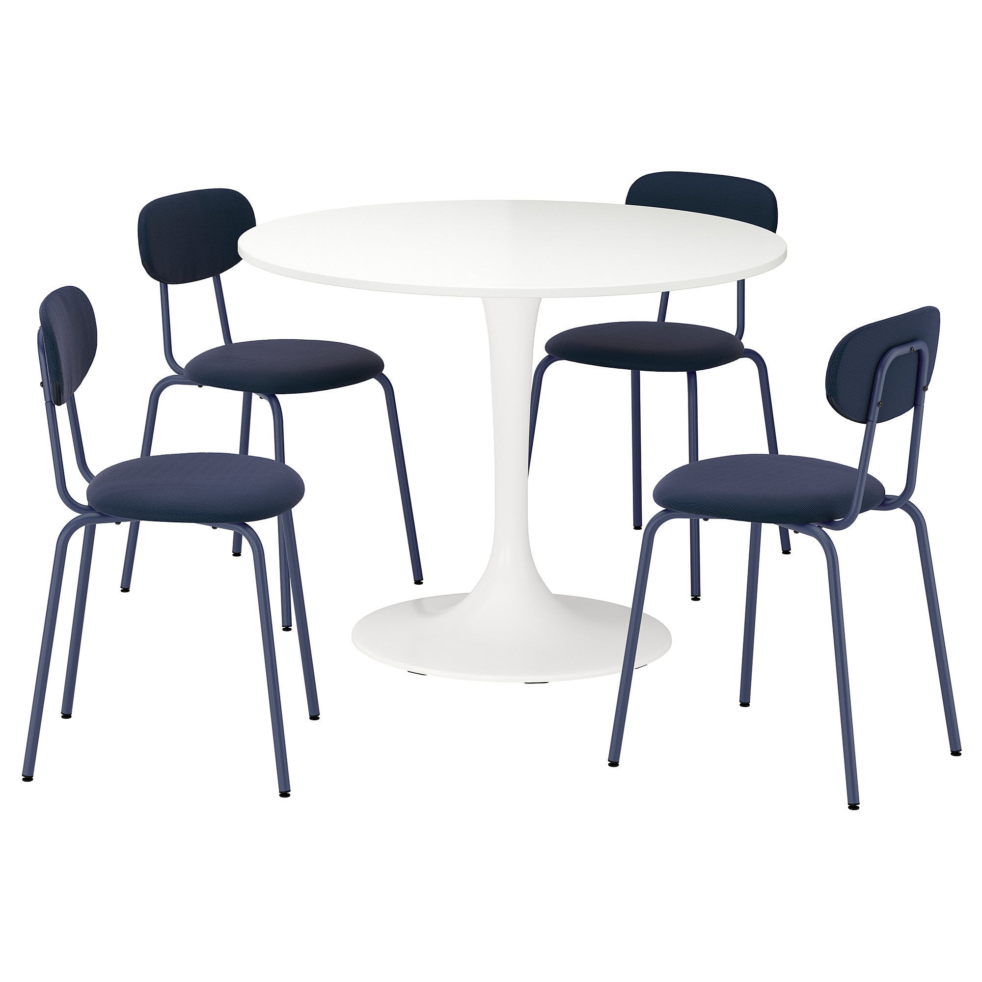 DOCKSTA / SANDSBERG table and 4 chairs, white/Remmarn dark blue, 103 cm
