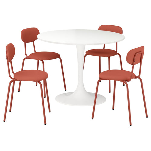 DOCKSTA / SANDSBERG table and 4 chairs, white/Remmarn red-brown, 103 cm